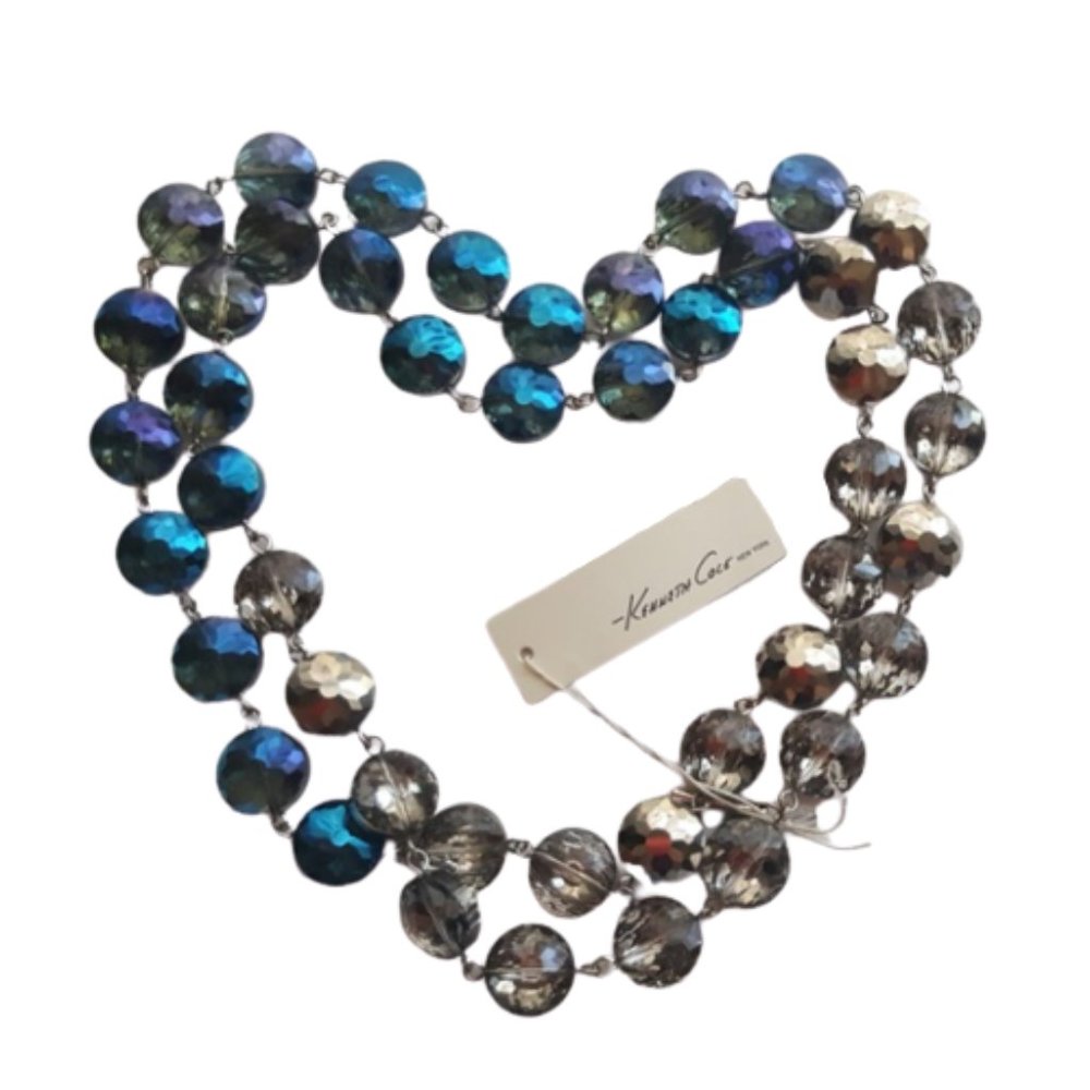 🌿Kenneth Cole NY Faceted Blue & Silver Bead Necklace🌿